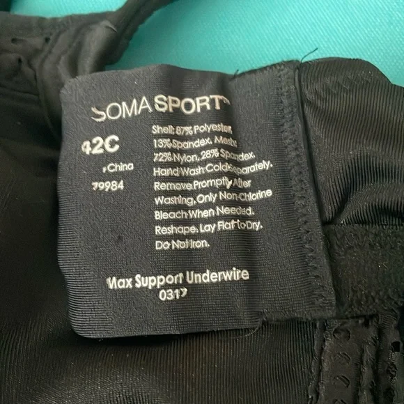 Soma sports bra 42C black no underwire - Picture 4 of 6